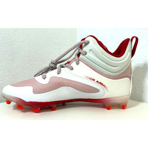 Under Armour UA Command MC Mid Lacrosse Cleats Men’s Size 9 Shoes White/Red NEW